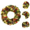 Christmas Wreath with Lights for Front Door Green Leaves Winter Xmas Fireplace
