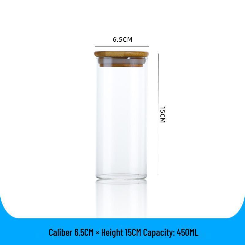 Transparent Glass Storage Jar with Bamboo Lid - Kitchen Food Container & Tea Display Bottle