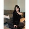 Sexy Rivet Off Shoulder Long Sleeve Fitted T Shirt For Women