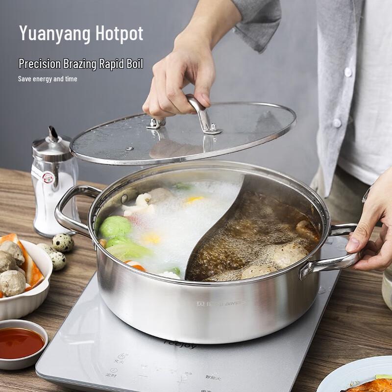 28cm 304 Stainless Steel Universal Divided Hot Pot