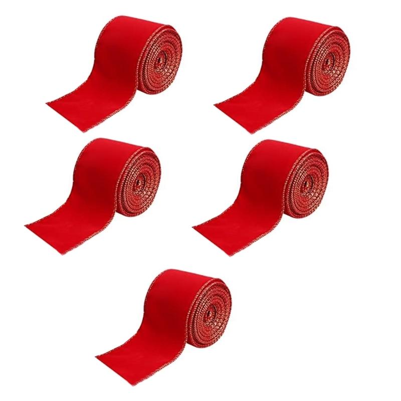 5 Rolls Christmas Velvets Ribbons Decorative Gift Wrapping Ribbon Stylish Bowknot Christmas Tree Wreath Decoration 1