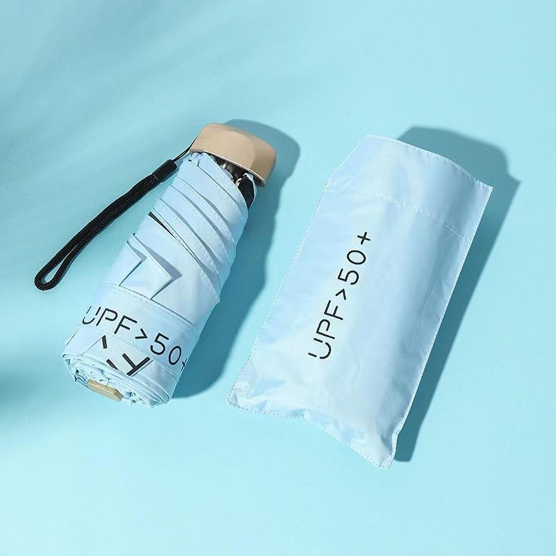 Mini Oil Painting 50% Pocket Capsule Umbrella Small Portable Sunscreen 50% Six Bones Sun Umbrella Flat Umbrella