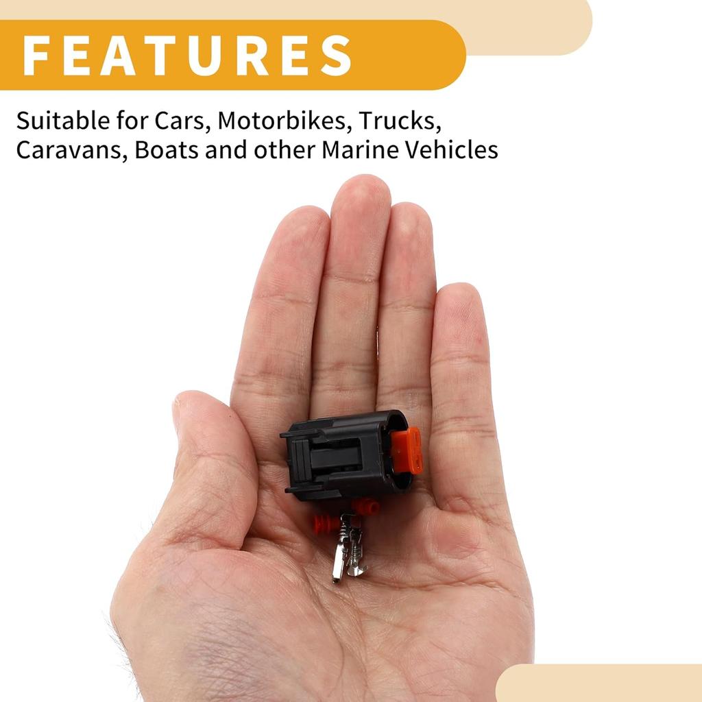 2 Pin VVT Boost Solenoid Valve Connector Plug - Car Female Wire Terminal Connector - for Suzuki Plastic Black - 1 Set