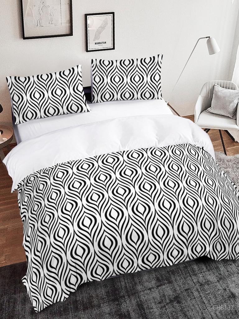 Simple And Fresh Three-Piece Set Thousand Birds Plaid Kit Quilt Cover Bedding
