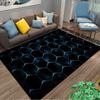 Hexagonal Pattern Rug with Futuristic Blue Glow on Black Background Suitable for use as an anti-slip for living room bedroom sofas