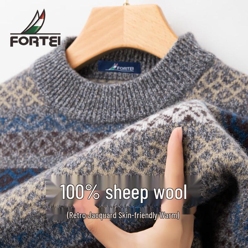 

Men s 100% Merino Wool Round Neck Jacquard Sweater 3XL 56(190/104A)