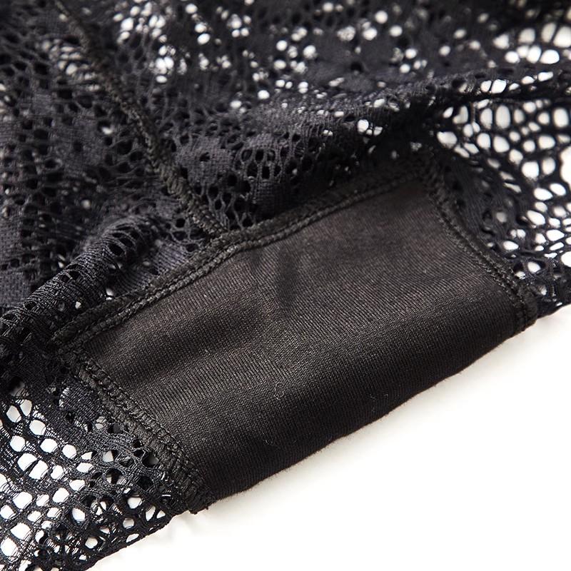 Women Sexy Panties Lace Embroidery Underwear High Waist Butt Lifter Briefs Mesh Transparent Underpants Black Temptation Lingerie