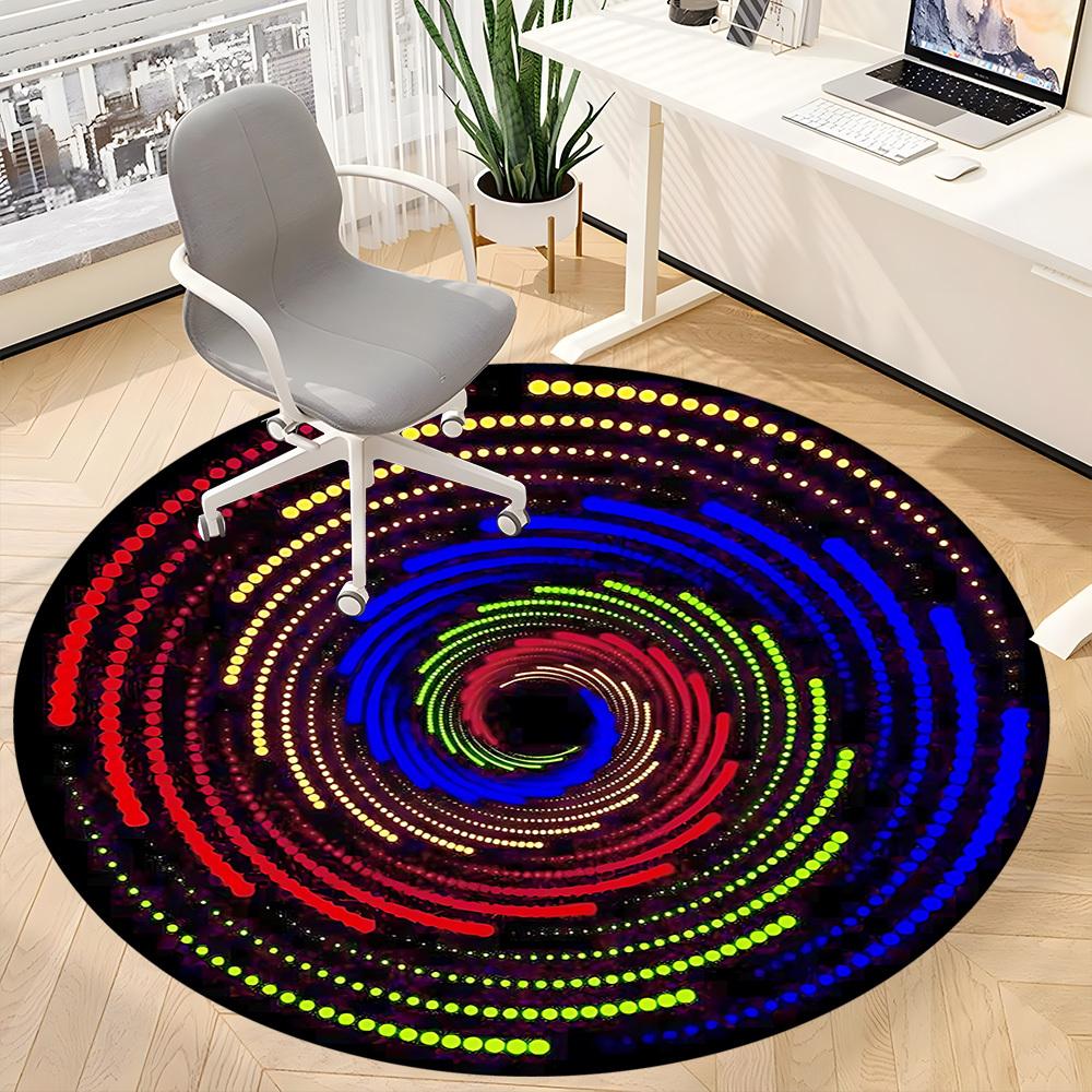 1pc Neon Lights Carpet, Round Non Slip Durable Large Size Office Carpet, Suitable for Office