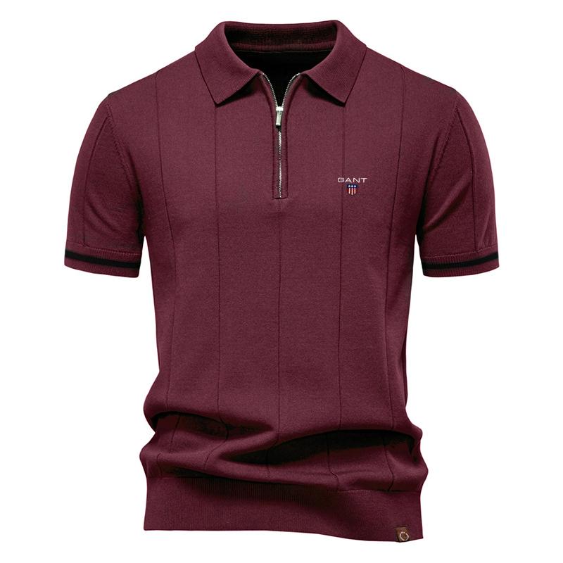 Gant Spring/Summer Embroidered New Men's Business Casual Woolen Polo Shirt, Flip Collar Knitted Polo Shirt, Short Sleeve
