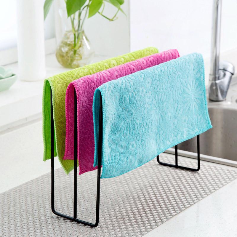 High Quality Iron Towel Rack Kitchen Cupboard Hanging Wash Cloth Organizer Drying Rack