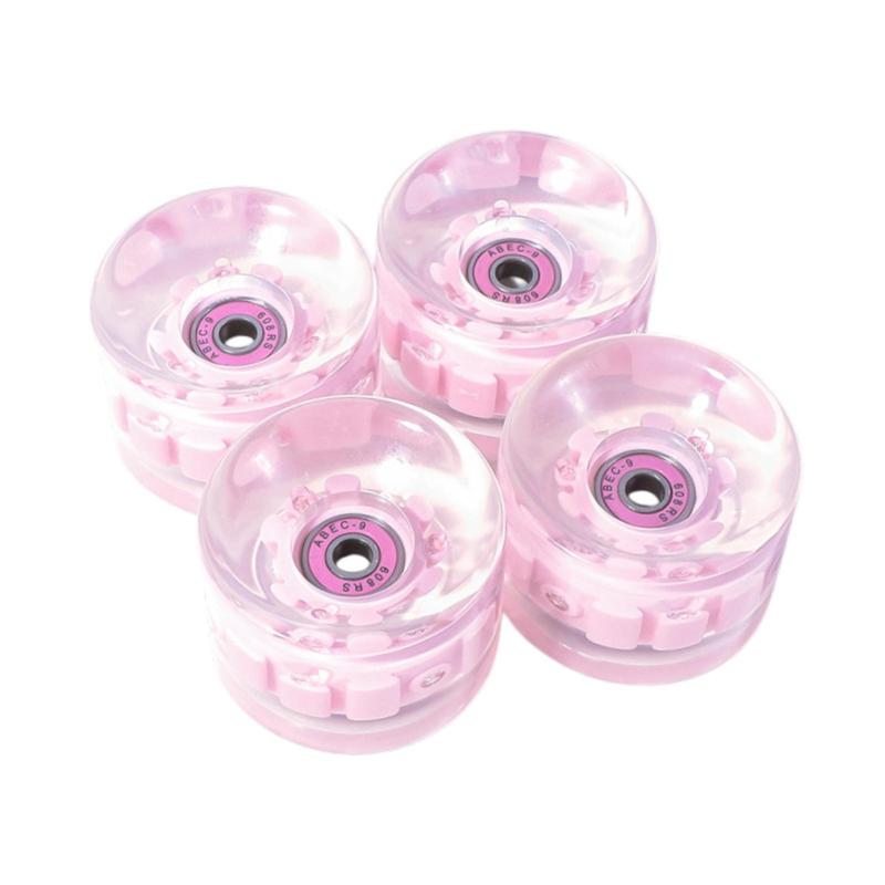 4 Pieces Skateboard Wheels Repair Parts with Bearings LED Cruiser Wheels