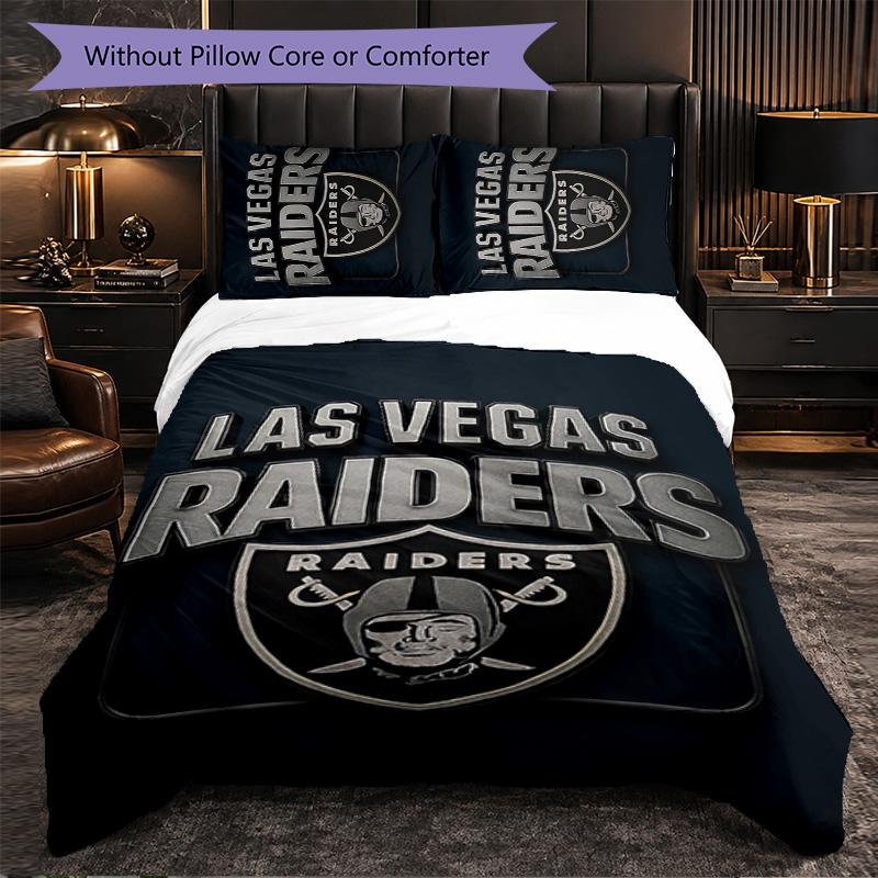 Set Biancheria da Letto 3 Pezzi in Microfibra con Motivo Las Vegas Raiders Decorazione Copripiumino per Camera da Letto Uso Domestico