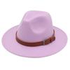 New British Style Gentleman'S Top Hat Versatile Trendy Suit Matching Top Hat Belt Buckle Felt Fedora