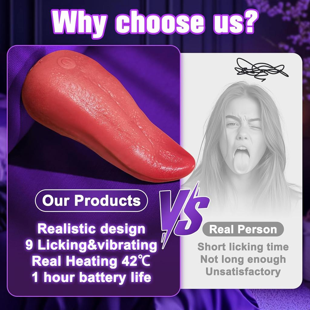 Tongue Vibrator Sex Toy for Women Realistic Vibrators Adult Sex Toys with 9 Licking Vibrating & Heating Modes for Clitoral G Spot Stimulator