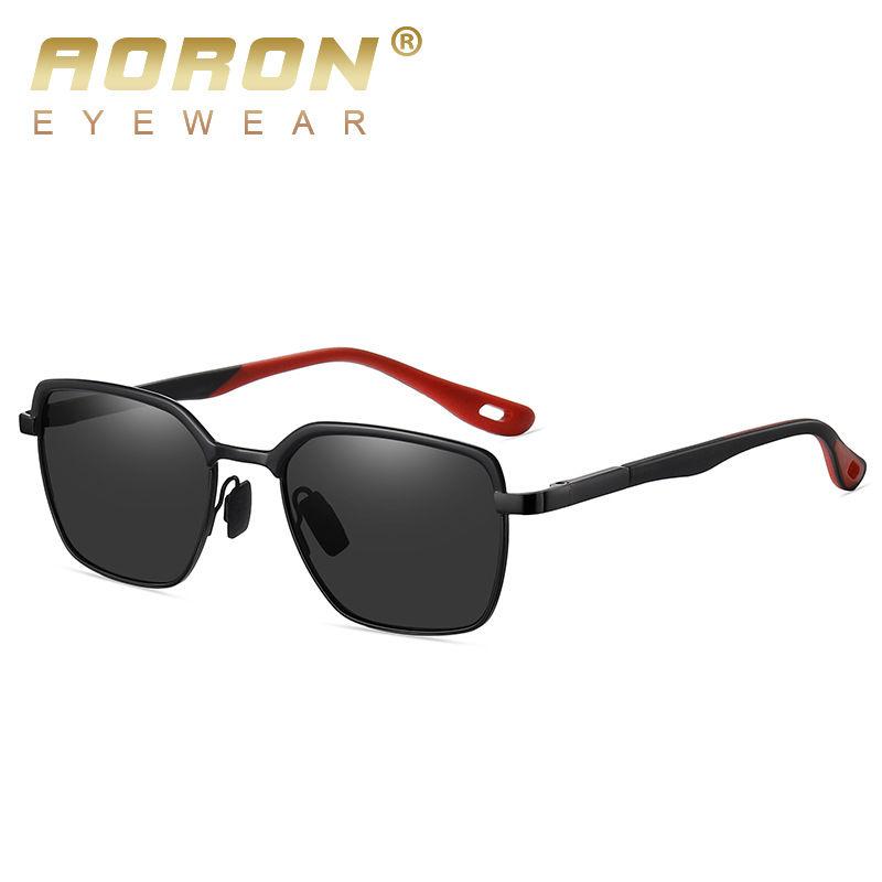 AORON Metal Frame Polarized Sunglasses Classic Black Sport Driving Fishing Glasses UV400 Anti Glare Sunglasses