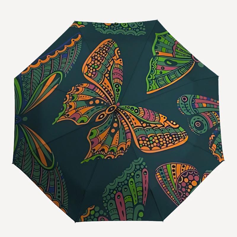 

1pc Butterfly Print Automatic Opening/closing Umbrella with Auto Open/Close, Perfect Gift for Friends, Durable Plastic Handle yy250801182