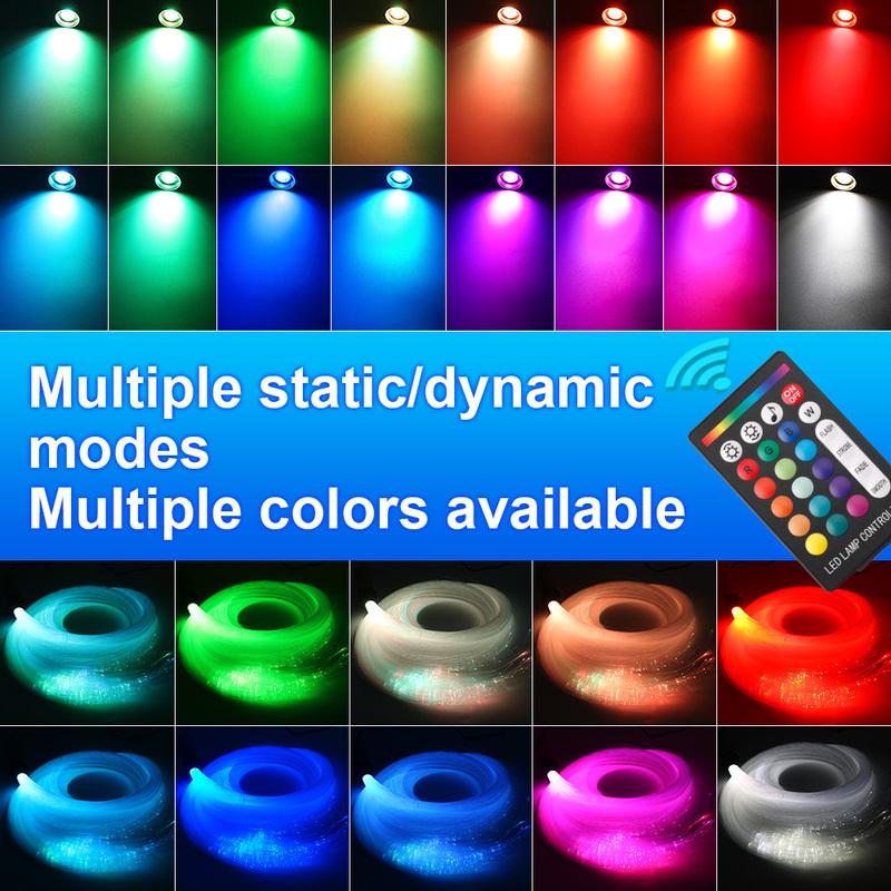 16W Twinkle RGB Car Interior Ceiling Starry Sky Decoration LED Fiber Optic Light Refit Roof Star Lights APP Music Remote Control