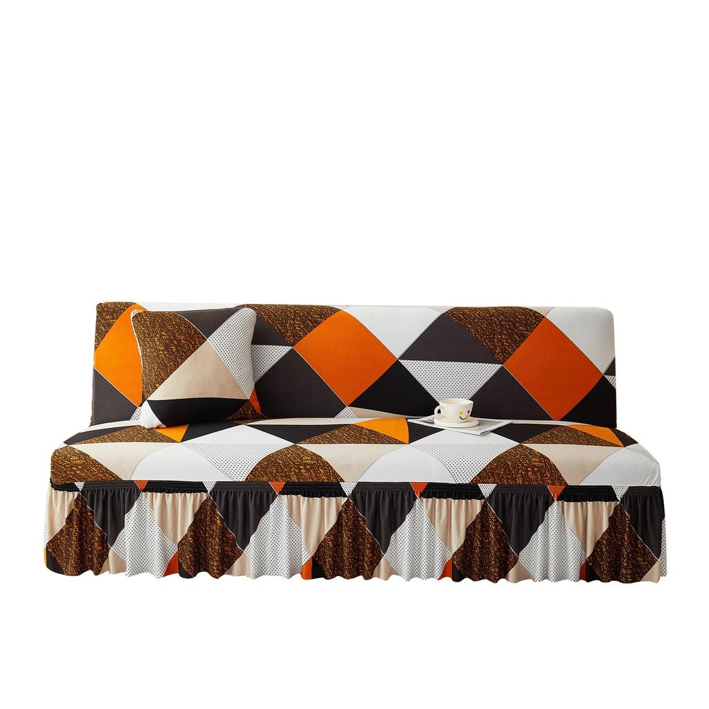 Simple Printed Sofa Bed Cover Elastic All-inclusive No Armrests Simple Folding Sofa Cover Universal
