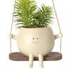 Swing Smiling Flower Container Resin Cartoon Flowerpot Creative Wall Hanging Head Planter Home Garden Patio Decor Accessories
