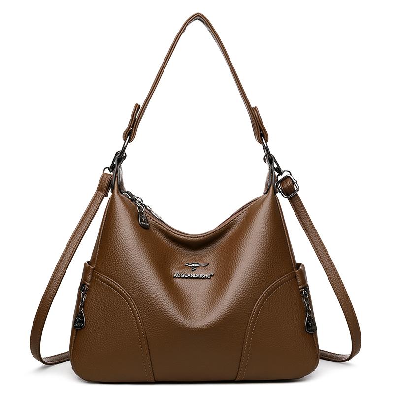 

Women s Leather Hobo Crossbody Bag Fashion Shoulder Bag Women S Large Capacity Retro Handbag 30*13*27cm коричневий