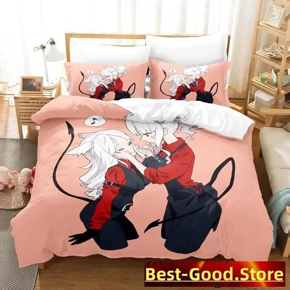 Helltaker Bettwäsche-Set Bettbezug Laken Bedrucktes Bett-Set Kissenbezug Bett Voll Queen King Size Bettdecke Schlafzimmer