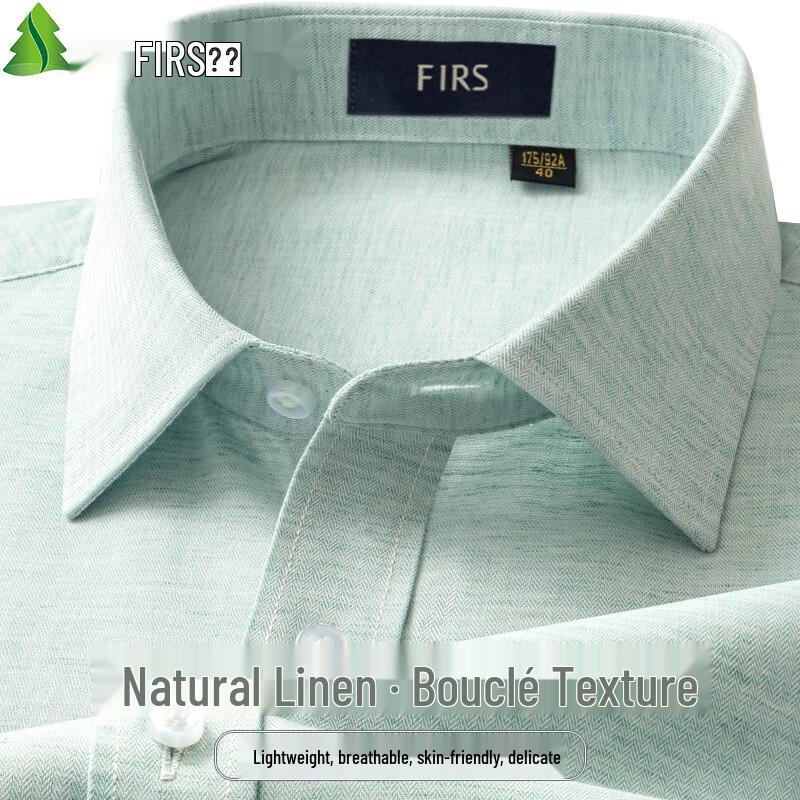 Мужская рубашка с коротким рукавом FIRS из смесовой ткани с льном 41