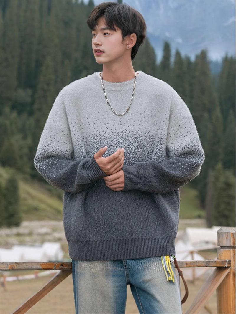 

Унисекс свитер крупной вязки свободного кроя Осень/Зима 2024: Повседневный стиль средней длины Medium серый