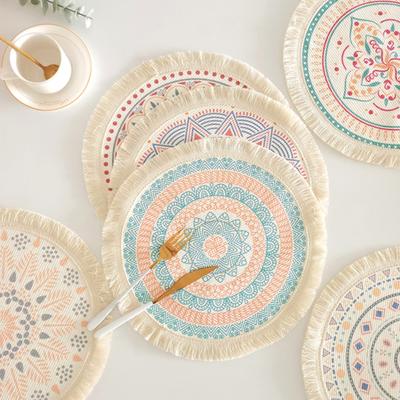 33cm*33cm Ethnic Style Restaurant Bohemia Decorative Table Mat Placemats Insulation Pad Cotton Slip-resistant Home Decorations