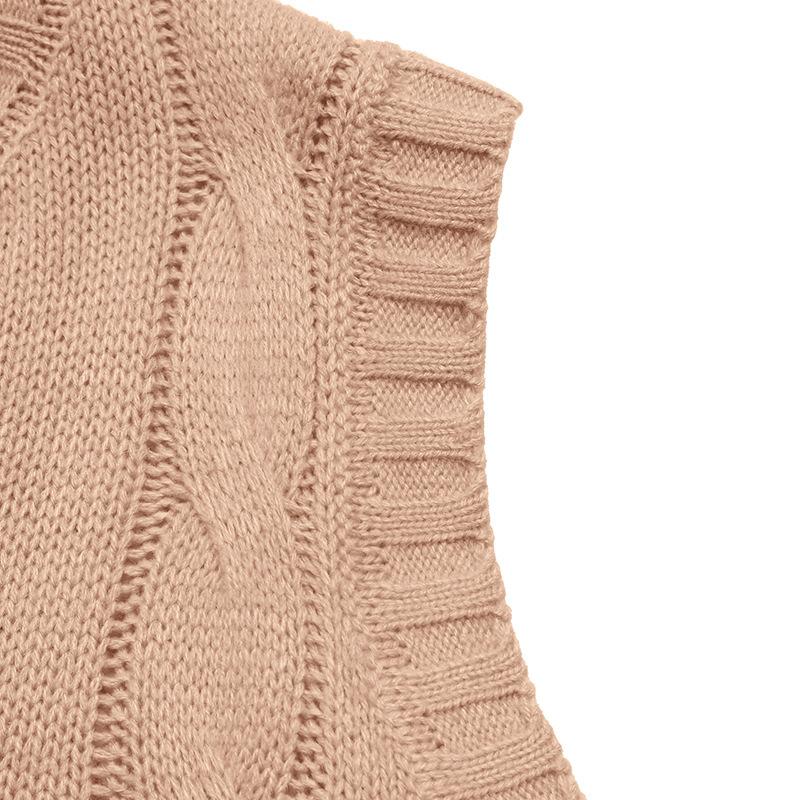 YYFS Damenmode Casual Herbst Winter Einfarbig Druck Ärmellose O-Ausschnitt Pullover