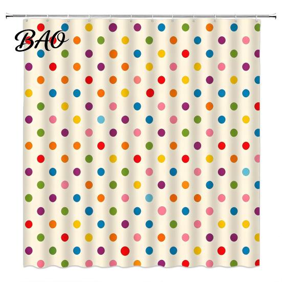 Stylish Retro Bathroom Decor Polka Dot Shower Curtain with Hooks, Waterproof Fabric Curtain, Bath Decorative Curtains for Tub Bathtub Decor, Washable,