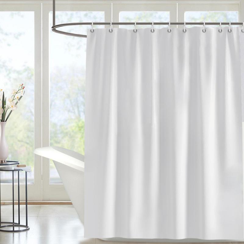 

Unframed White Shower Curtains Solid Color Bathroom Curtain Polyester Fabric Washable Waterproof Partition Bath Curtain With Hoo W60H190(CM)-1 Pcs