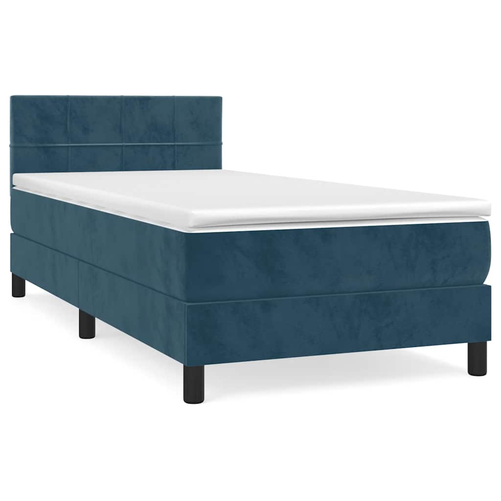 Box Spring Bed with Mattress Dark Blue 80x200 cm Velvet