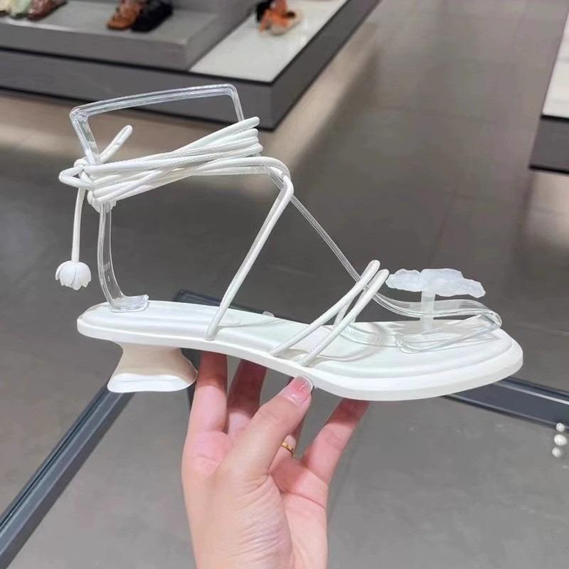 Fashion Women's Sandals Sexy Clip Toe-foot Nude Straps for Women's Shoes Summer New Beige Butterfly Low Heel Comfortable Sandals