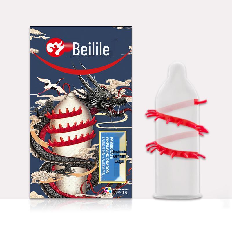 Beilile Ultra-Thin Large Size Lubricated Condoms - Wolf Tooth & Mushroom Design for Family Planning