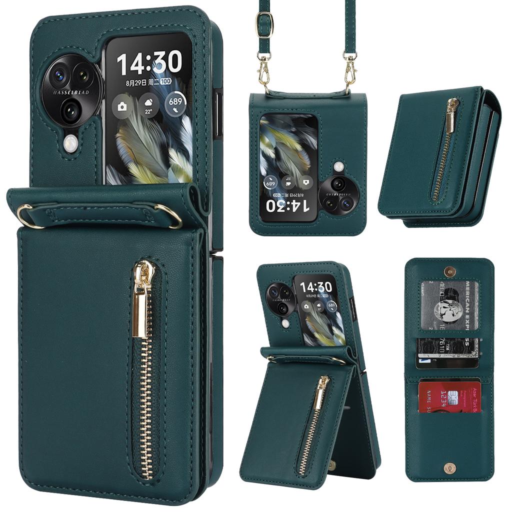 Crossbody Zipper Cards Solt Wallet Leather Case for OPPO Find N3 Flip 5G N2 PGT110 N2flip Vertical Purse Long Lanyard Bag Cover