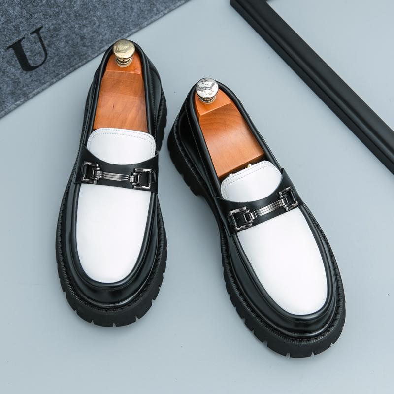 Spring Autumn Casual Loafers New RoundHead Metal Buckle Thick Bottom British Style Oxford Shoes Designer Business Formal Round Head 41