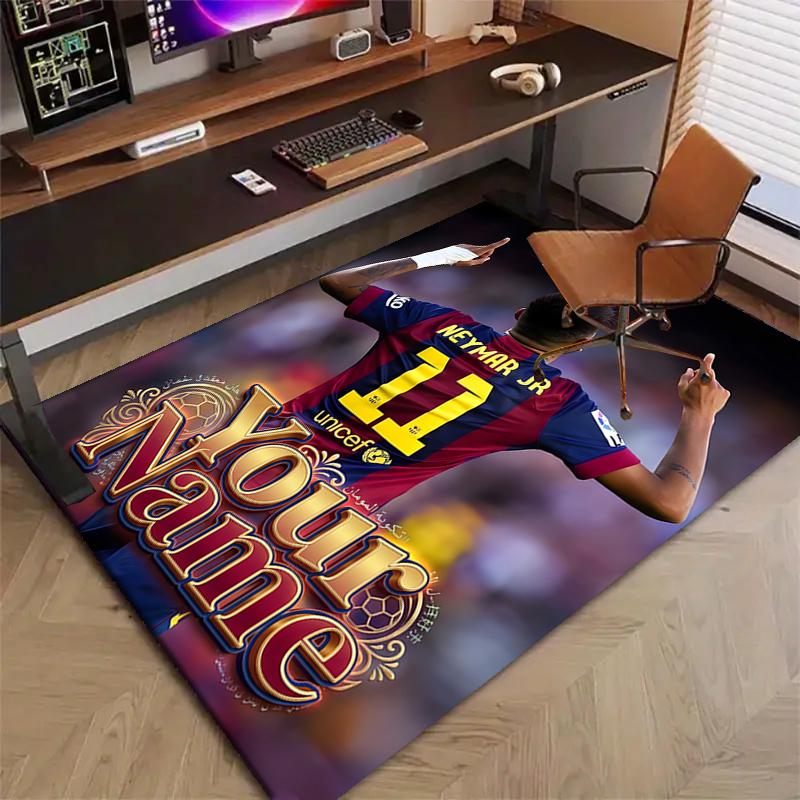Brazilian football player Design Area Rug Personalized Name- Non-Slip, Soft & Cozy Floor Mat for Living Room, Office - Indoor/Outdoor Carpet