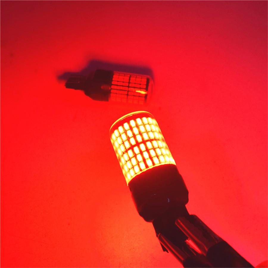 2pcs T20 7443  3014 144SMD Red LED Canbus Taillight Flashing Strobe Blinking Rear Alert Safety Brake Stop Car Light