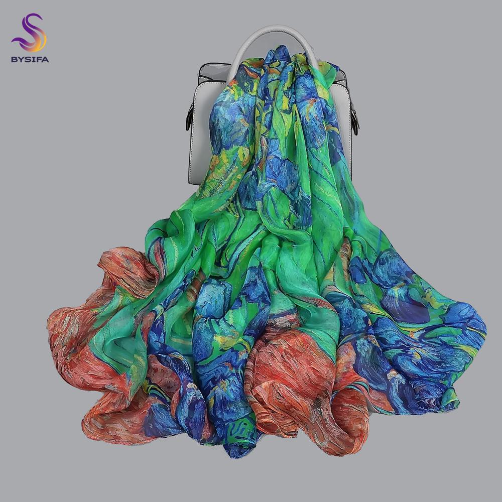 BYSIFA| Pink 100% Natural Silk Scarf Bufanda Women Elegant Chinese Style Peony Design Summer Long Scarves Beach Shawl Accessory