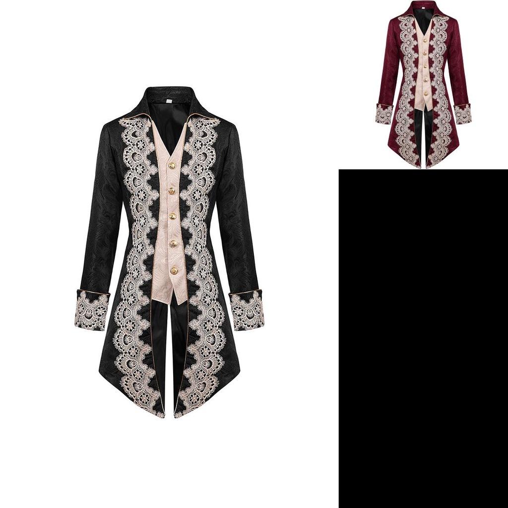 Hochwertige Polyester Steam Punk Jacke mit Spitzendetails für Herren