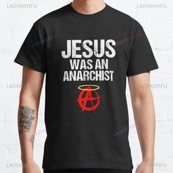 Vintage Anarchy Anarchist Printed Loose TShirts Unique Men Crew Neck T Shirt Short Sleeve Anarchy Symbol Personalized Clothing