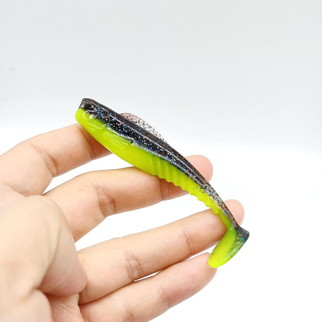 DUODUOYU 6PCS New TPE T-Tail Soft Fishing Lure 4.2g/76mm Jigging Wobblers Tackle Bass Pike Artificial Silicone Swimbait Tackle