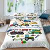 Excavator Duvet Cover Set Microfiber Tractor Truck Comforter Cover Twin Construction Vehicle Cartoon Bedding Set For Boys Teens