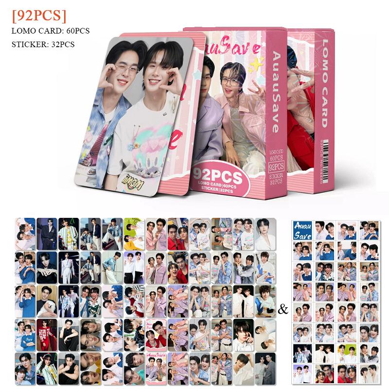 Set de 92 Cartes LOMO Star AuauSave de Thaïlande - Cartes Photo Holographiques CP Auau & Save de Drama avec Autocollants