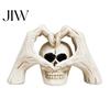 Creative Tricky Festival Gift Gothic Skeleton Hands Heart Sculpture with Skull, Romantic Love Statue, Halloween Indoor Tabletop Ornament Shape Finger