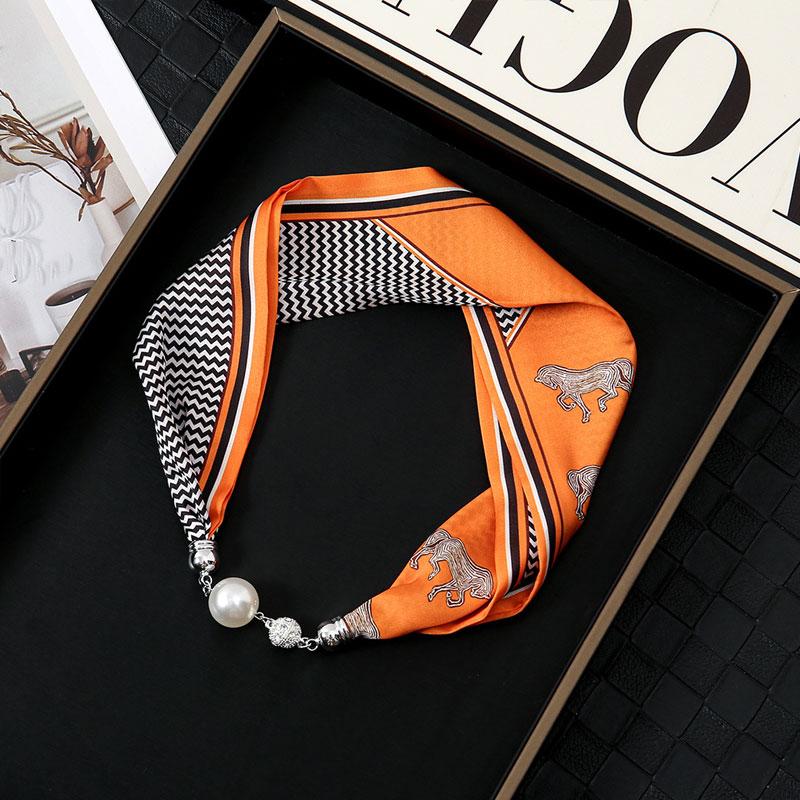 1 Stück Halstuch Damen Perlen Perlen Dekorativ Magnetverschluss Tasche Schals Seidenschal