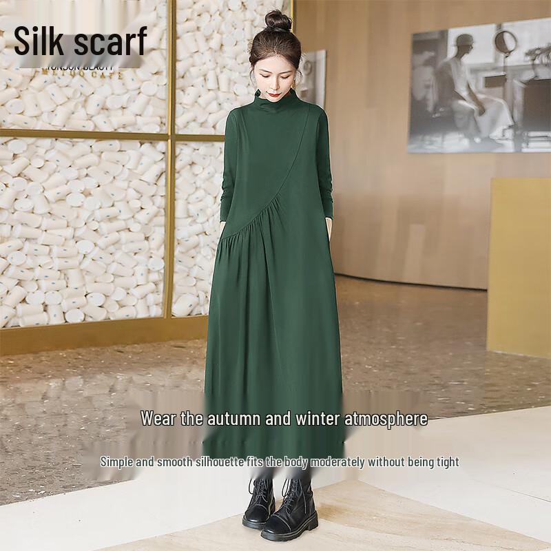 

Elegant High-Neck Pleated Midi Dress 2XL
