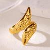 Geometric Flower Pattern Open Rings  Women Gold Color Stainless Steel Geometric Ring Jewelry Gift