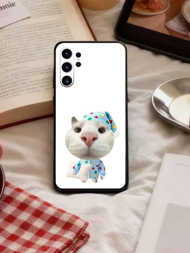

Big-eyed goofy CAT Mouse Phone Case For Samsung S26,S25,S24,S23,S22,S21,S20,Ultra,Plus,FE Black Soft Cover Samsung S24fe
