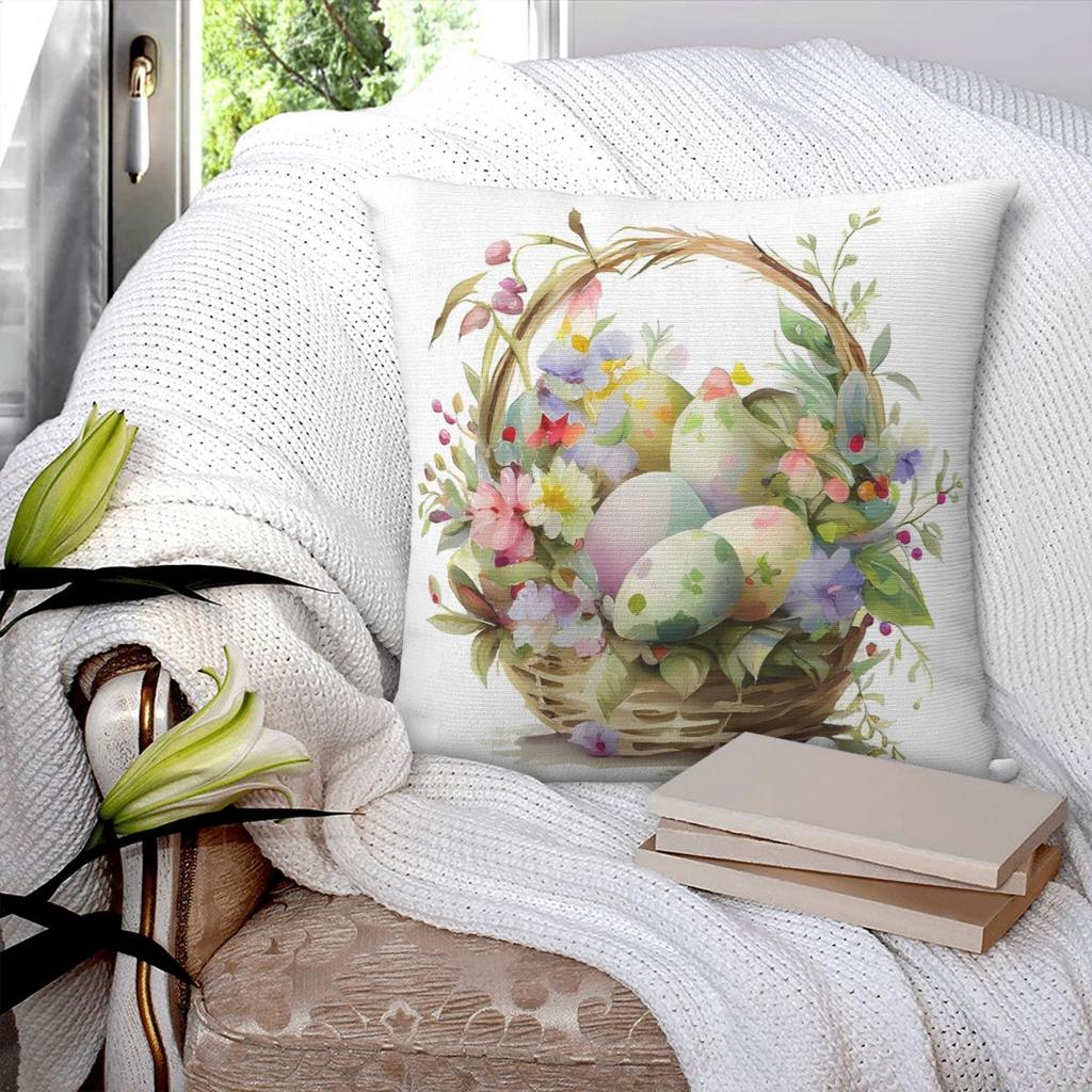 Easter Egg Pillow Cover Color Painting Soft Pillow Case Cushion Cover Retro Graphic Pillowcases For Wedding Party Home Decor